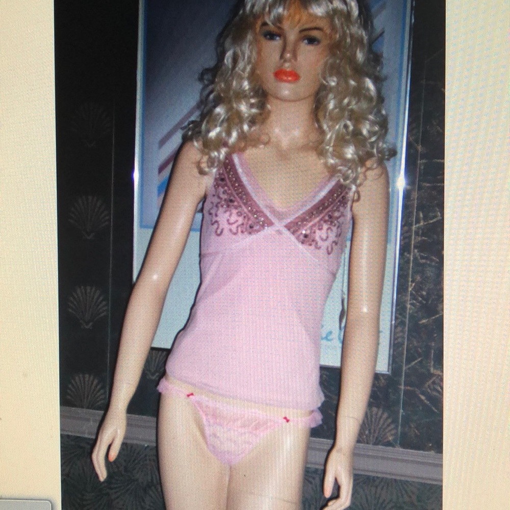 Victoria's Secret Pearl Trim Cami Panty Set NEW